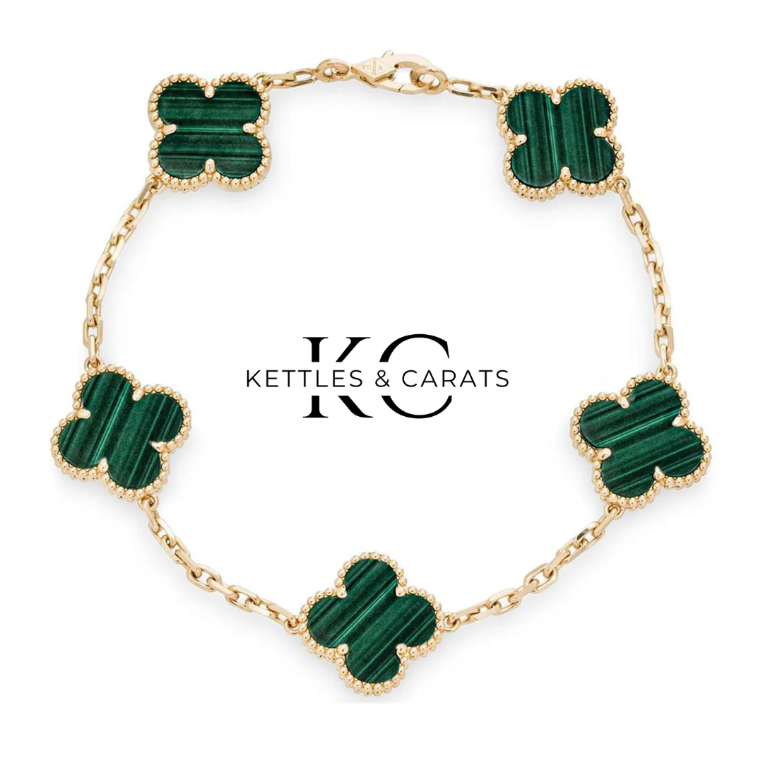 5 Motif Bracelet - Green Malachite